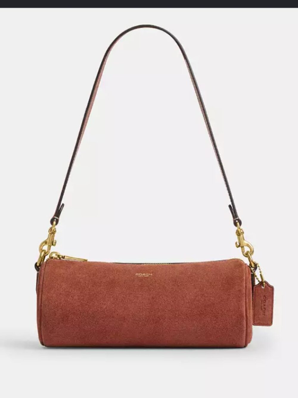 Coach Barrel Bag in Brass/Clay Suede